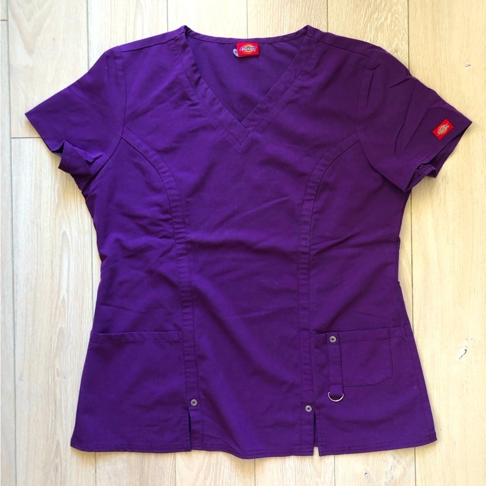 Dickies Women's Purple V-Neck Scrub Top